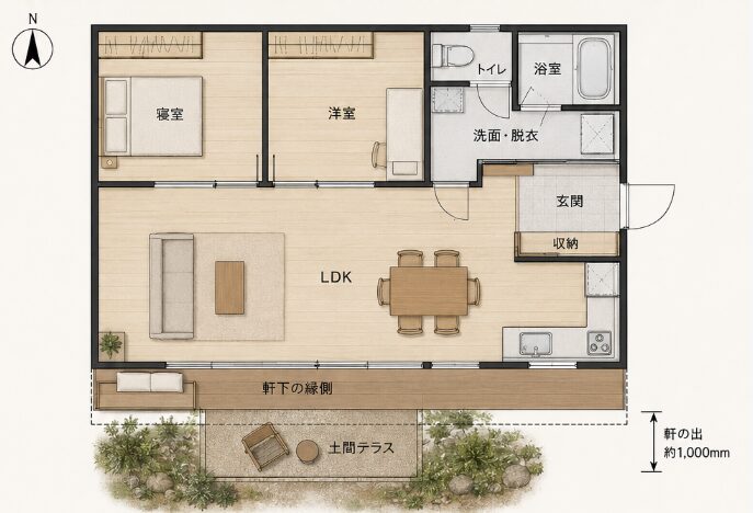 GPT-6 Astraで試作した17.84坪2LDK平屋の間取り