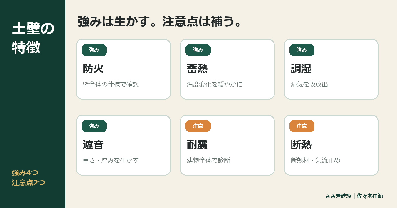 土壁の強み4つと注意点2つ