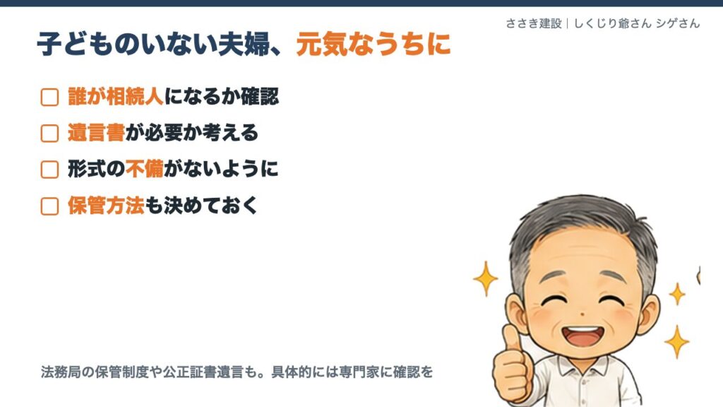子どものいない夫婦の相続、元気なうちにできる準備